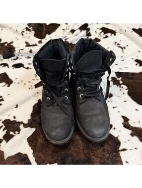 Timberland Women’s 6 Inch Premium Waterproof Boots Black Leather Size 8.5